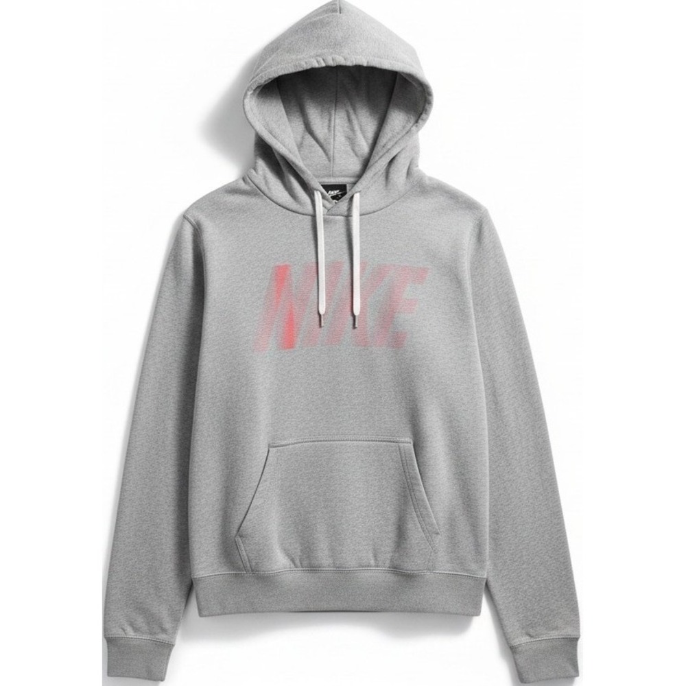 Nike Womens‎ XL Hoodie Gray Pullover Sweatshirt Pink Logo Casual Athletic Fleece